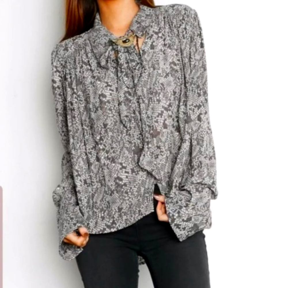 Free People Modern Muse Snakeskin Top Small